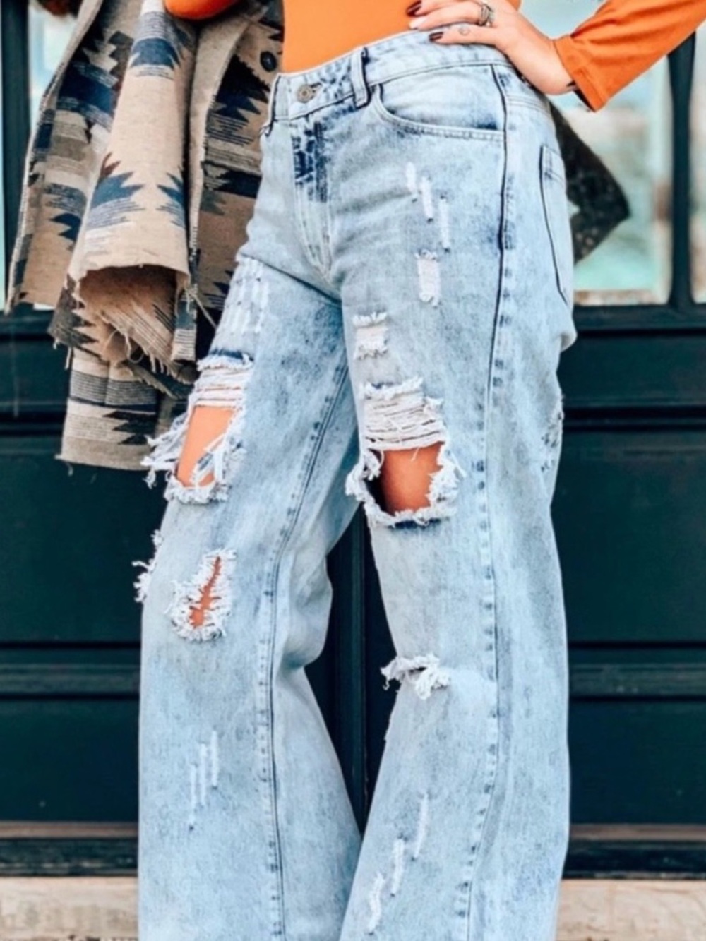 Litz by Uniq Women’s wide leg jeans Distressed Size 25 Streetwear Loose Grunge